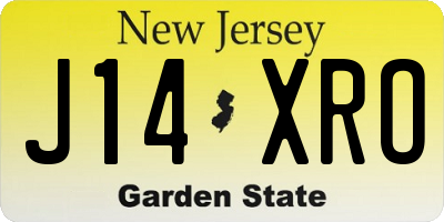 NJ license plate J14XRO