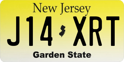 NJ license plate J14XRT