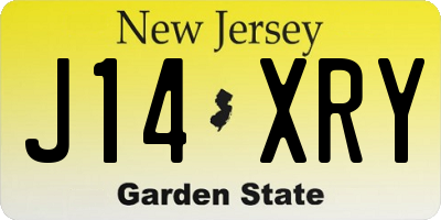 NJ license plate J14XRY