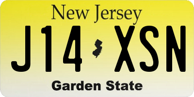 NJ license plate J14XSN