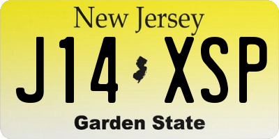NJ license plate J14XSP