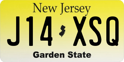 NJ license plate J14XSQ