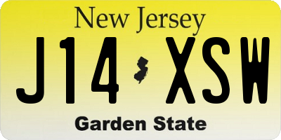 NJ license plate J14XSW