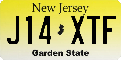 NJ license plate J14XTF