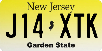NJ license plate J14XTK