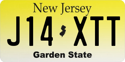 NJ license plate J14XTT