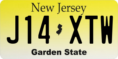 NJ license plate J14XTW