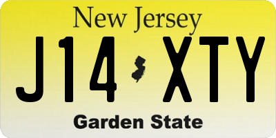 NJ license plate J14XTY