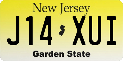 NJ license plate J14XUI