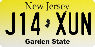 NJ license plate J14XUN