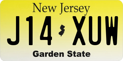 NJ license plate J14XUW