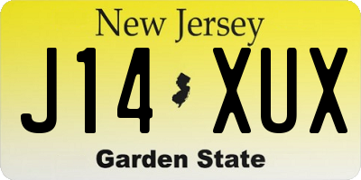 NJ license plate J14XUX