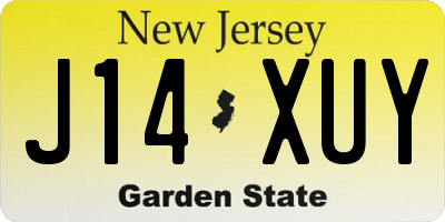 NJ license plate J14XUY