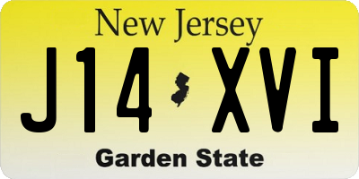 NJ license plate J14XVI