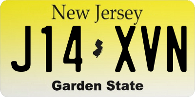 NJ license plate J14XVN