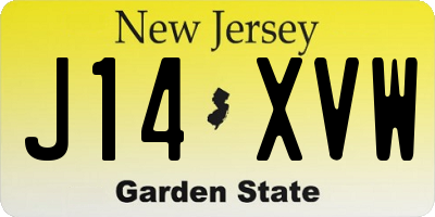 NJ license plate J14XVW