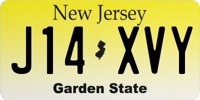 NJ license plate J14XVY