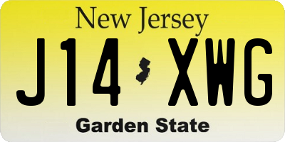 NJ license plate J14XWG