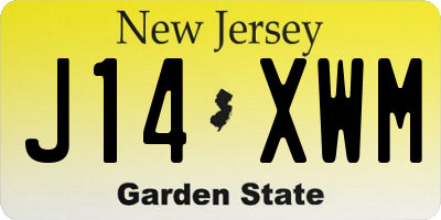NJ license plate J14XWM
