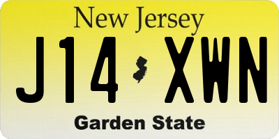 NJ license plate J14XWN