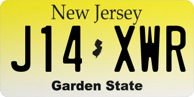 NJ license plate J14XWR