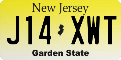 NJ license plate J14XWT
