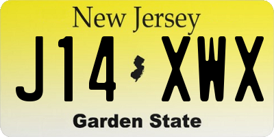 NJ license plate J14XWX