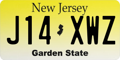 NJ license plate J14XWZ