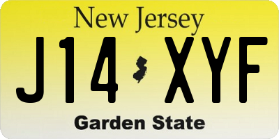 NJ license plate J14XYF