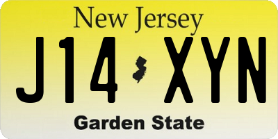 NJ license plate J14XYN