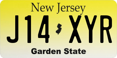 NJ license plate J14XYR