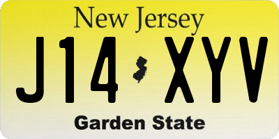 NJ license plate J14XYV