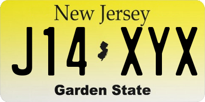 NJ license plate J14XYX