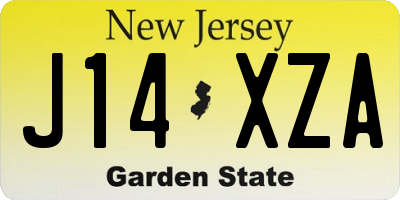 NJ license plate J14XZA