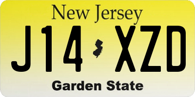 NJ license plate J14XZD