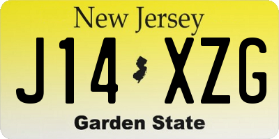 NJ license plate J14XZG