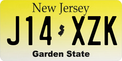NJ license plate J14XZK
