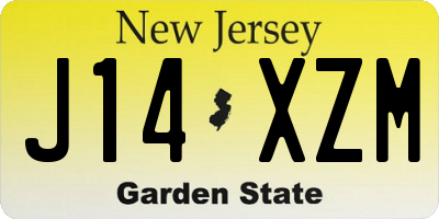 NJ license plate J14XZM