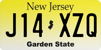 NJ license plate J14XZQ