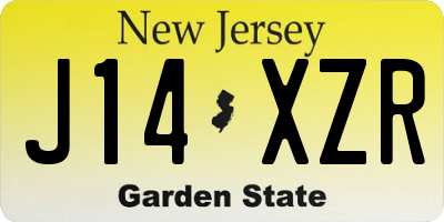 NJ license plate J14XZR
