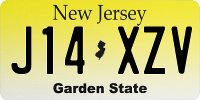 NJ license plate J14XZV