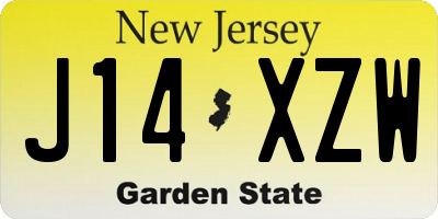 NJ license plate J14XZW