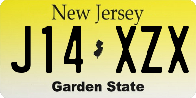 NJ license plate J14XZX