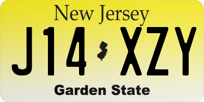 NJ license plate J14XZY