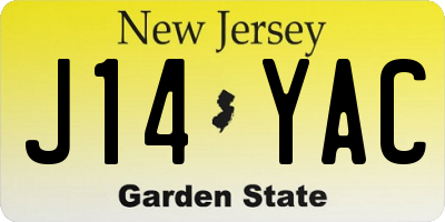 NJ license plate J14YAC