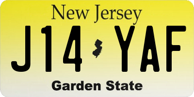 NJ license plate J14YAF