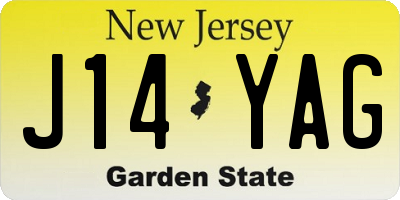 NJ license plate J14YAG