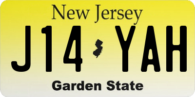 NJ license plate J14YAH
