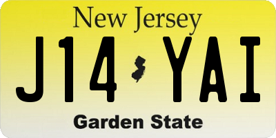NJ license plate J14YAI