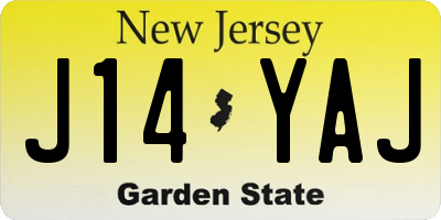 NJ license plate J14YAJ